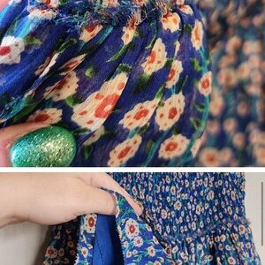 ISABEL MARANT Silk Blue Smocked Ruffle Mini Skirt Silk Chiffon Size 40